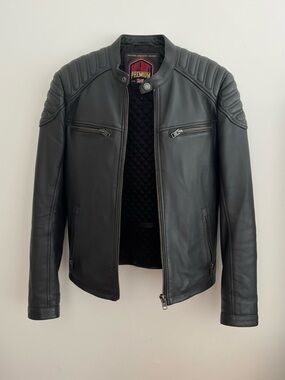Superdry Black Quilted Leather Bomber Jacket